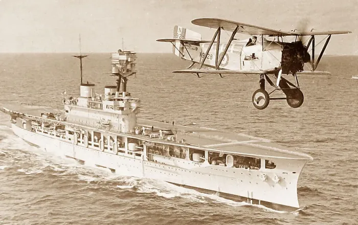 Framed Print : RAF biplane leaving aircraft carrier Framed Print : RAF biplane leaving aircraft carrier