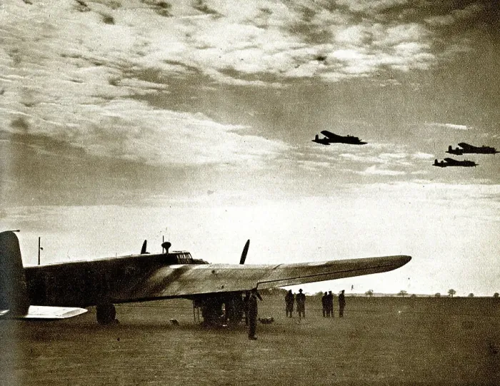 Framed Print : RAF bombers taking off on a raid, WW2 Framed Print : RAF bombers taking off on a raid, WW2