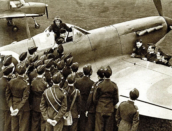 RAF cadet sitting in a real plane, WW2