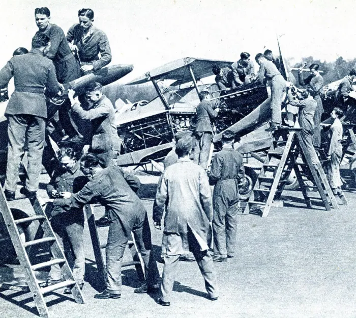 Framed Print : RAF cadets stripping planes, WW2 Framed Print : RAF cadets stripping planes, WW2