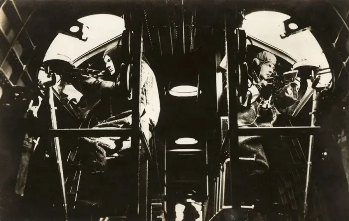 Framed Print : RAF gunners keeping watch at their posts during a raid Framed Print : RAF gunners keeping watch at their posts during a raid