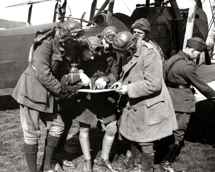 Framed Print : RAF personnel marking German positions, WW1 Framed Print : RAF personnel marking German positions, WW1