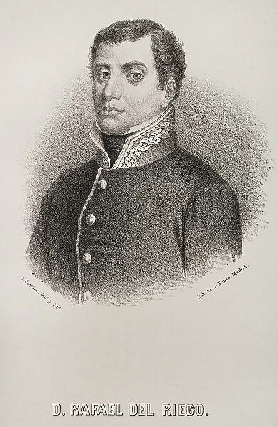 Rafael del Riego (1784-1823). Portrait - J. Cebrian