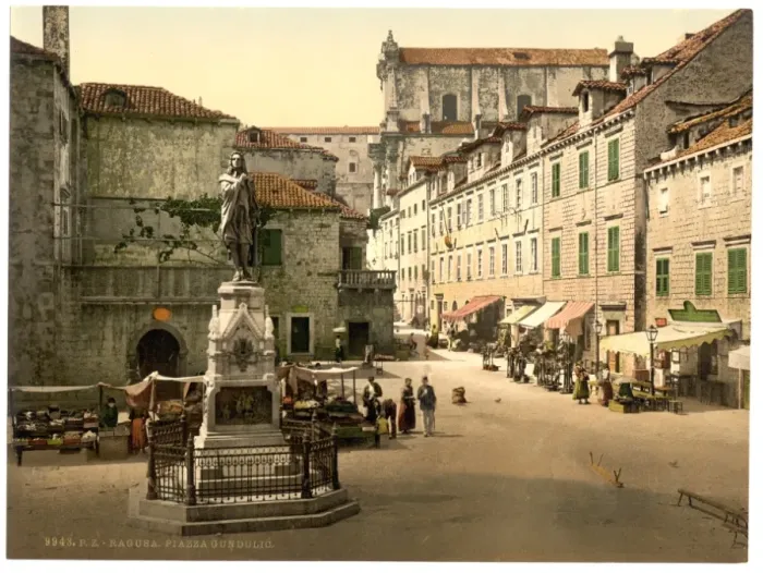 Framed Print : Ragusa, Gundulic Square, Dalmatia, Austro-Hungary Framed Print : Ragusa, Gundulic Square, Dalmatia, Austro-Hungary