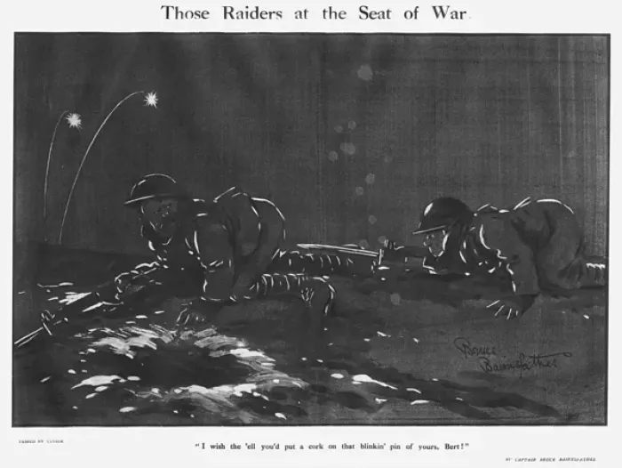 Framed Print : Those Raiders at the Seat of War by Bruce Bairnsfather Framed Print : Those Raiders at the Seat of War by Bruce Bairnsfather