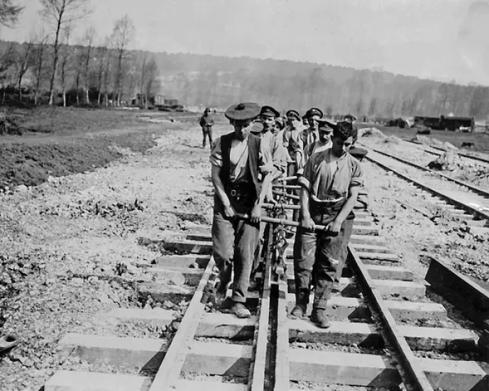 Framed Print : Railway construction in France, Western Front, WW1 Framed Print : Railway construction in France, Western Front, WW1