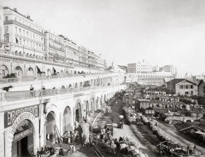 Framed Print : Railway depot harbour area, Algiers, Algeria, c. 1890 Framed Print : Railway depot harbour area, Algiers, Algeria, c. 1890