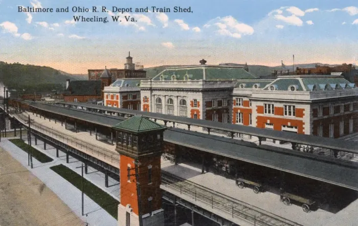 Framed Print : Railway depot and train shed, Wheeling, West Virginia, USA Framed Print : Railway depot and train shed, Wheeling, West Virginia, USA