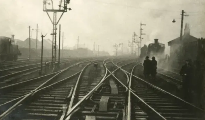 Framed Print : Railway junction in the morning mist Framed Print : Railway junction in the morning mist
