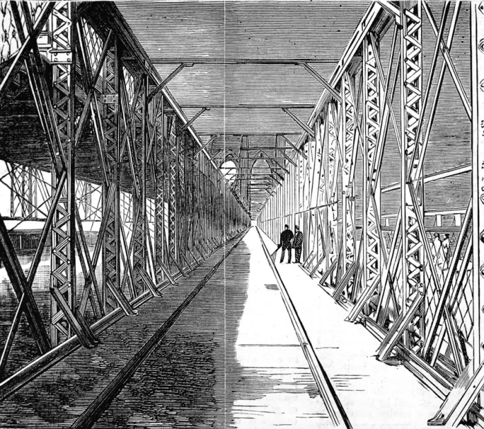 Framed Print : The Railway Line across Brooklyn Bridge, New York, 1883 Framed Print : The Railway Line across Brooklyn Bridge, New York, 1883