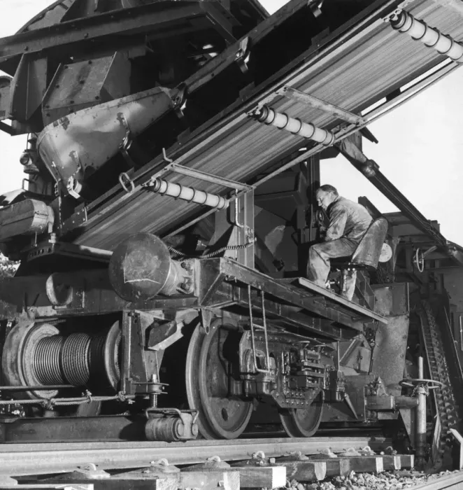 Framed Print : Railway Line Construction - laying ballast Framed Print : Railway Line Construction - laying ballast