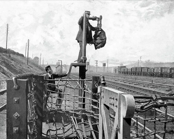 Framed Print : Railway mail bag pick up Framed Print : Railway mail bag pick up