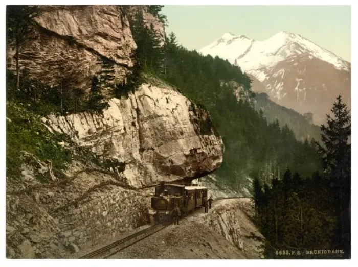 Framed Print : The railway between Passhohe and Meiringen, Brunig, Bernese Framed Print : The railway between Passhohe and Meiringen, Brunig, Bernese