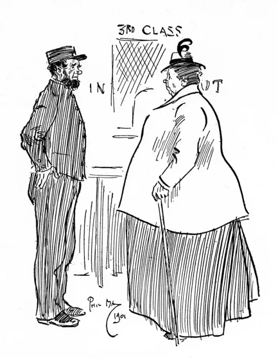 Framed Print : Railway Porter rather rude to sizeable female passenger Framed Print : Railway Porter rather rude to sizeable female passenger