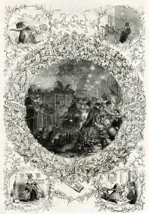 Framed Print : A railway scene at Christmas 1859 Framed Print : A railway scene at Christmas 1859