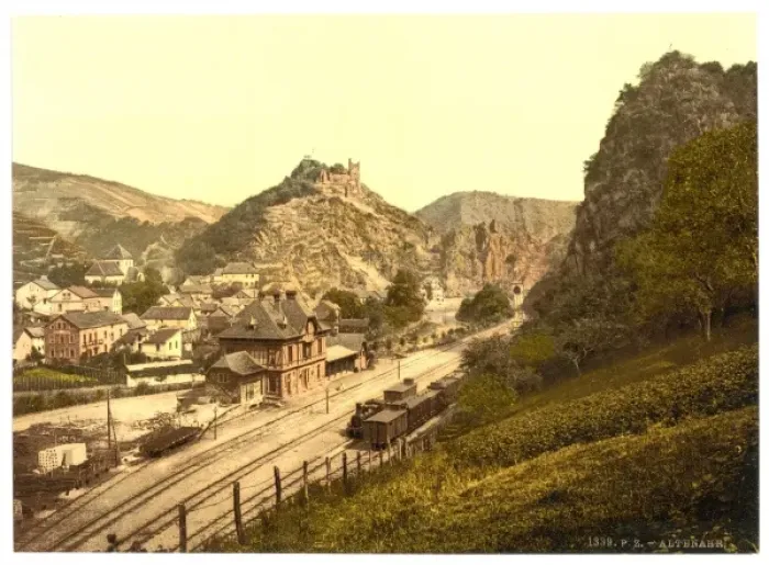 Framed Print : Railway station and Burg Are, Altenahr, the Rhine, Germany Framed Print : Railway station and Burg Are, Altenahr, the Rhine, Germany