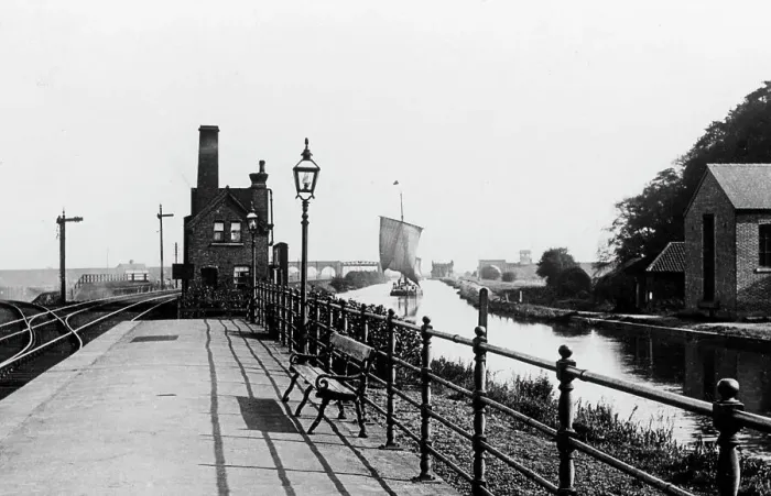 Framed Print : Railway Station and Canal, Crowle Framed Print : Railway Station and Canal, Crowle