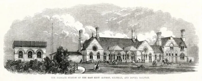 Framed Print : Railway station at Margate, Kent 1864 Framed Print : Railway station at Margate, Kent 1864