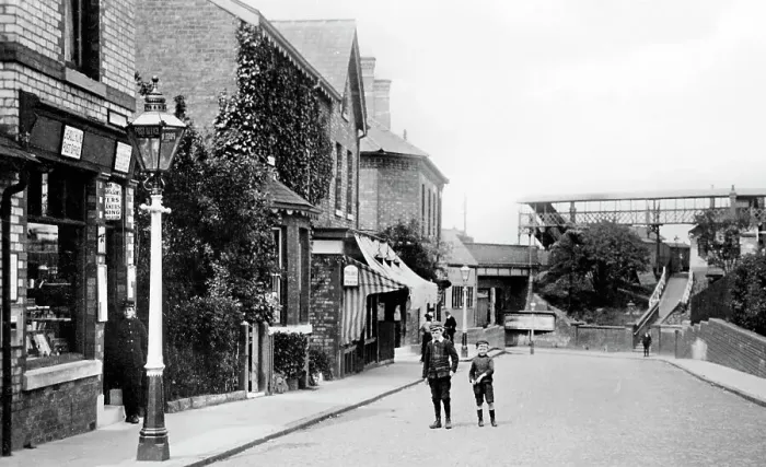 Framed Print : Railway Station and Mellor Road, Cheadle Hulme early 1900's Framed Print : Railway Station and Mellor Road, Cheadle Hulme early 1900's