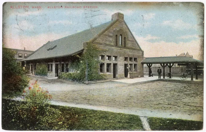 Framed Print : Railway Station (opened in 1887), Allston, Boston, Mass, USA Date: circa 1900s Framed Print : Railway Station (opened in 1887), Allston, Boston, Mass, USA Date: circa 1900s