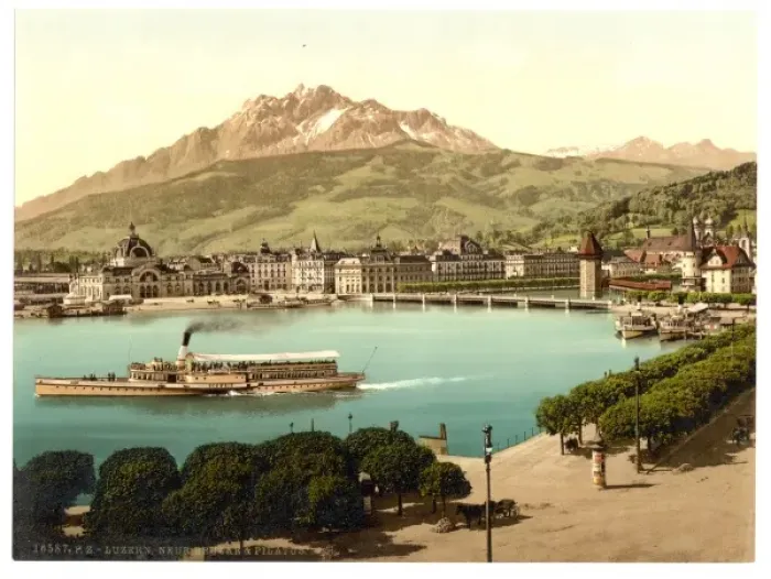 Framed Print : Railway station and Pilatus, Lucerne, Switzerland Framed Print : Railway station and Pilatus, Lucerne, Switzerland