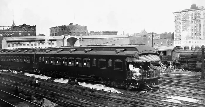 Framed Print : Railway Station Yard, New York, USA, early 1900s Framed Print : Railway Station Yard, New York, USA, early 1900s