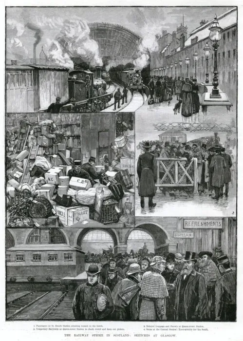 Framed Print : Railway strike in Scotland: Sketches in Glascow 1891 Framed Print : Railway strike in Scotland: Sketches in Glascow 1891