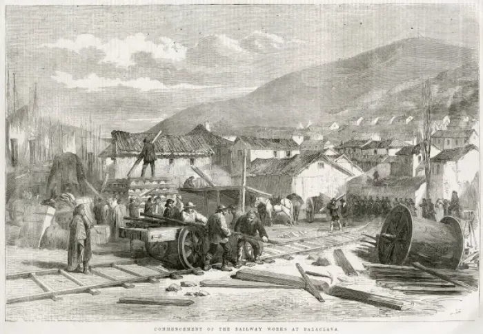 Framed Print : Railway works at Balaclava 1855 Framed Print : Railway works at Balaclava 1855