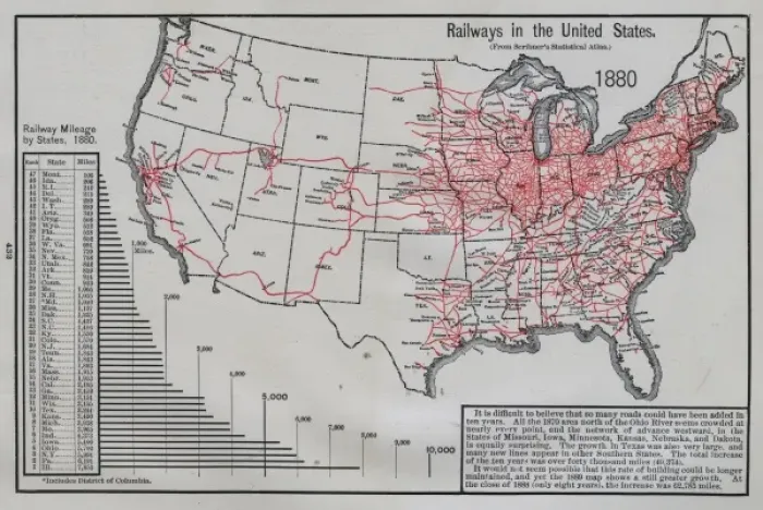 Framed Print : Railways in the United States, 1880 Framed Print : Railways in the United States, 1880