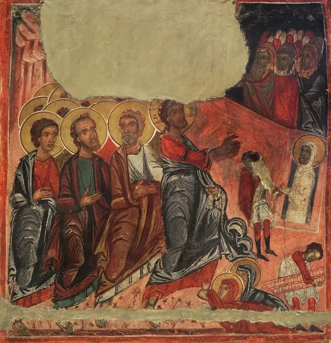 Framed Print : The Raising of Lazarus. Mural painting. From Framed Print : The Raising of Lazarus. Mural painting. From