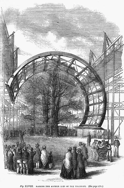 Raising a Rib. One of the massive arched ribs of the transept is raised
