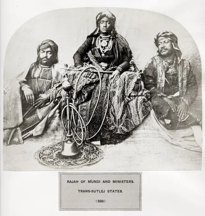 Framed Print : Rajah of Mundi and ministers, Trans-Sutlej states, India Framed Print : Rajah of Mundi and ministers, Trans-Sutlej states, India