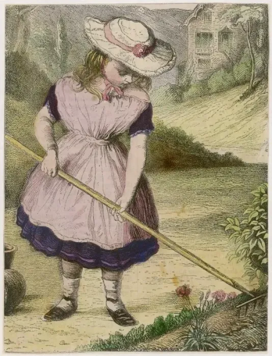 Framed Print : Raking a Flower Bed Framed Print : Raking a Flower Bed