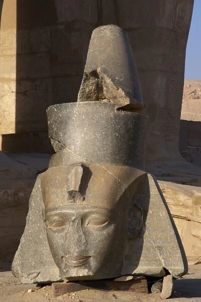 Ramesseum. Granite bust of Pharaoh Ramses II. Egypt