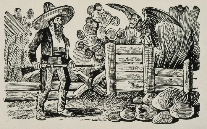 Framed Print : The rancher and the sparrowhawk. Engraving Framed Print : The rancher and the sparrowhawk. Engraving