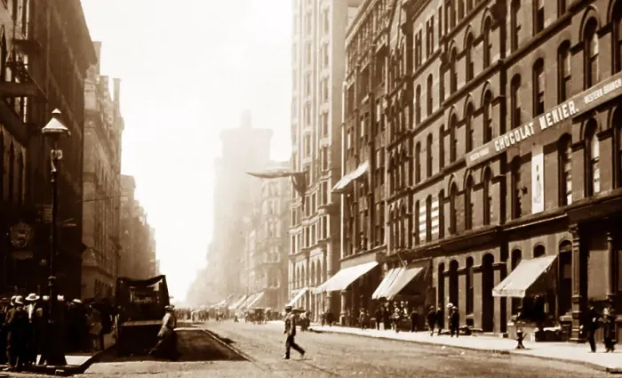 Framed Print : Randolph Street, Chicago - hand coloured when published Framed Print : Randolph Street, Chicago - hand coloured when published