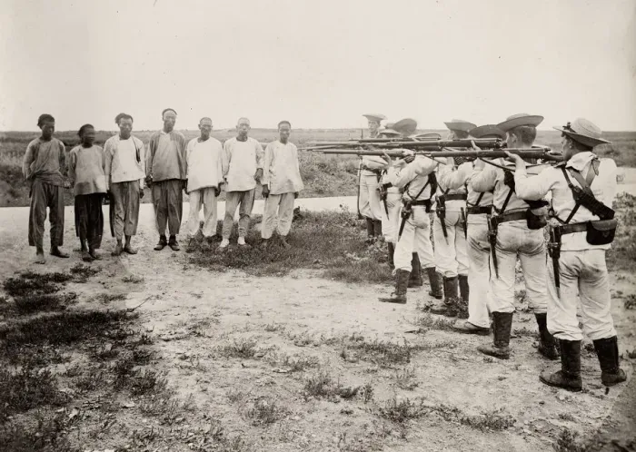 Framed Print : Range party, HMS Blenheim, Weihaiwei, China Framed Print : Range party, HMS Blenheim, Weihaiwei, China