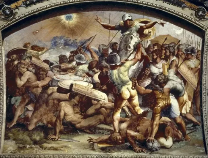 Framed Print : Raphael (1483-1520). Logge. Joshua Stopping Framed Print : Raphael (1483-1520). Logge. Joshua Stopping