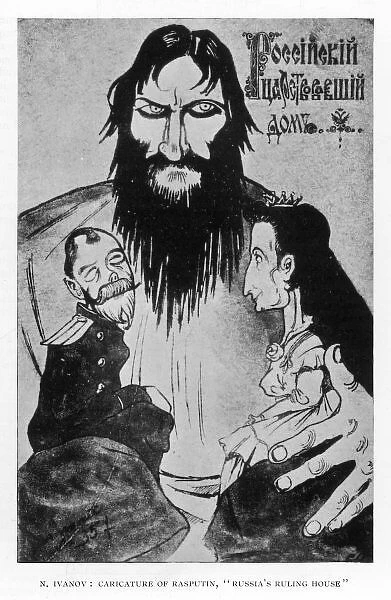 Rasputin Caricature. GRIGORI RASPUTIN caricatured as the sinister leader