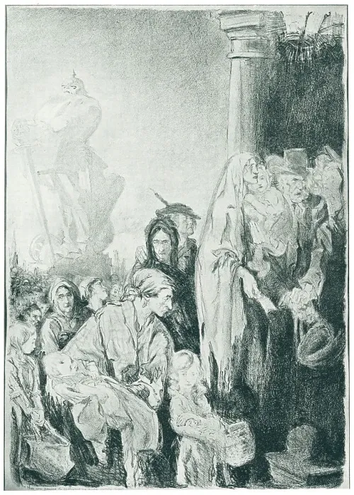 Framed Print : Rationing. An illustration depicting a crowd of people of all ages Framed Print : Rationing. An illustration depicting a crowd of people of all ages