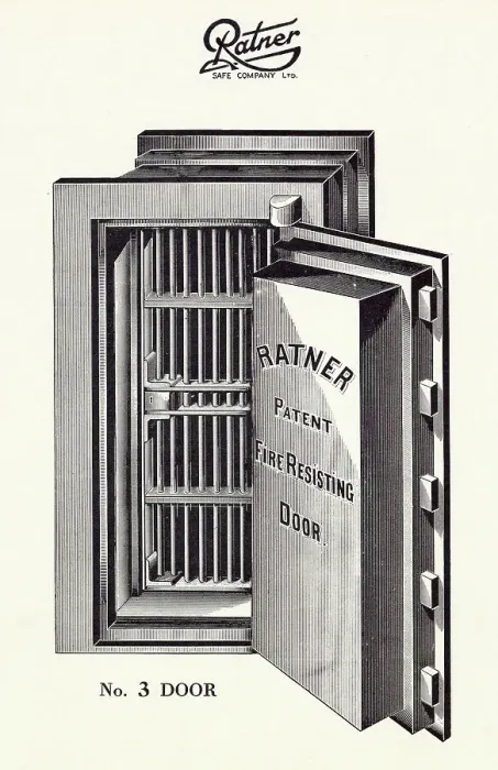Framed Print : Ratner strong room door, No. 3, fire-resisting with lobby and grille. Date: circa 1920s Framed Print : Ratner strong room door, No. 3, fire-resisting with lobby and grille. Date: circa 1920s