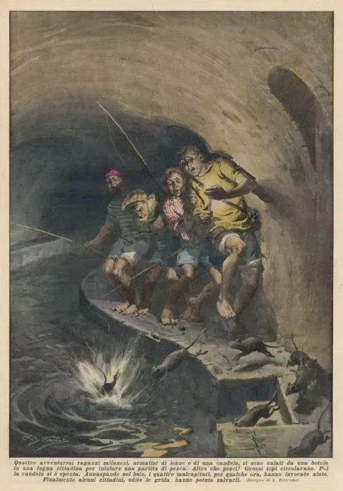 Framed Print : Rats in Sewer & Boys Framed Print : Rats in Sewer & Boys