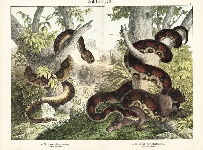 Framed Print : Rattlesnake and boa constrictor Framed Print : Rattlesnake and boa constrictor