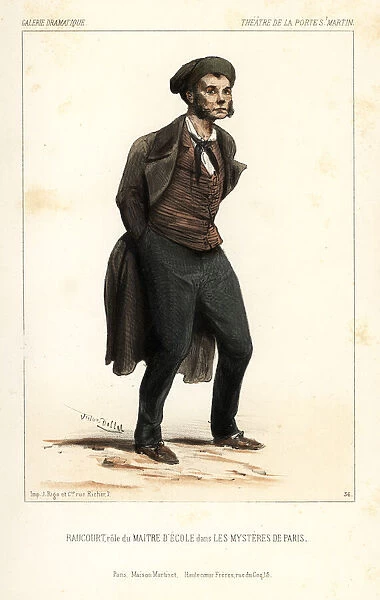 Raucourt as Maitre d Ecole in Les Mysteres de Paris, 1844