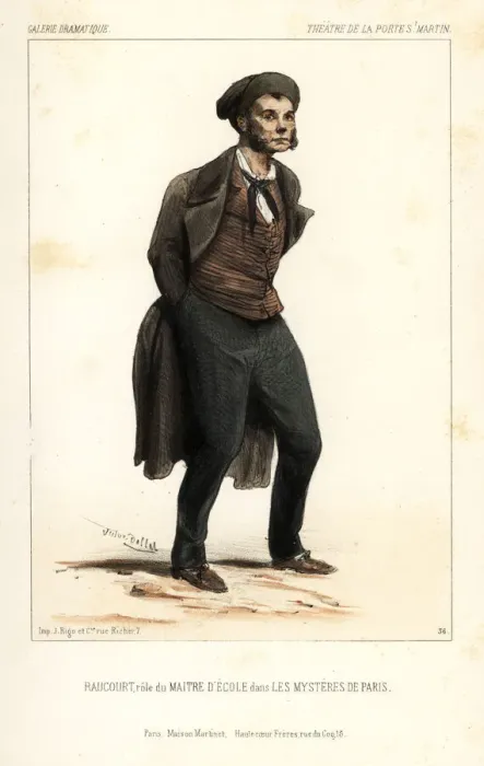 Framed Print : Raucourt as Maitre d Ecole in Les Mysteres de Paris, 1844 Framed Print : Raucourt as Maitre d Ecole in Les Mysteres de Paris, 1844