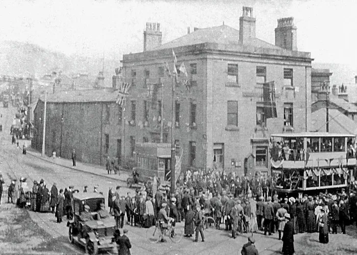 Framed Print : Rawtenstall - opening of electric tramway 1909 Framed Print : Rawtenstall - opening of electric tramway 1909