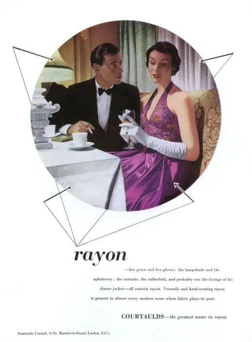 Framed Print : Rayon advert with couple, 1951 Framed Print : Rayon advert with couple, 1951