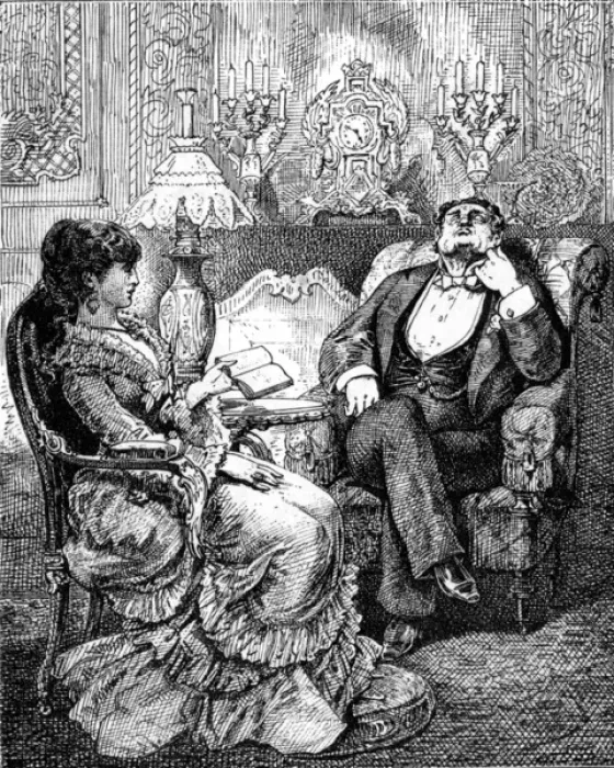 Framed Print : Reading to a Gentleman Framed Print : Reading to a Gentleman
