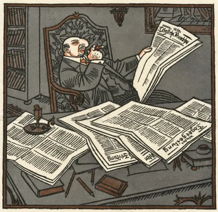 Framed Print : Reading the Papers Framed Print : Reading the Papers