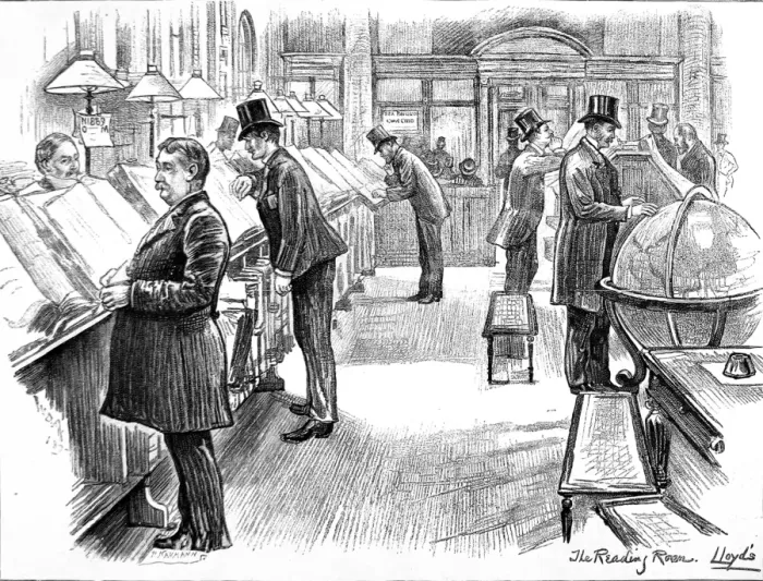 Framed Print : The Reading Room of Lloyds of London, 1890 Framed Print : The Reading Room of Lloyds of London, 1890